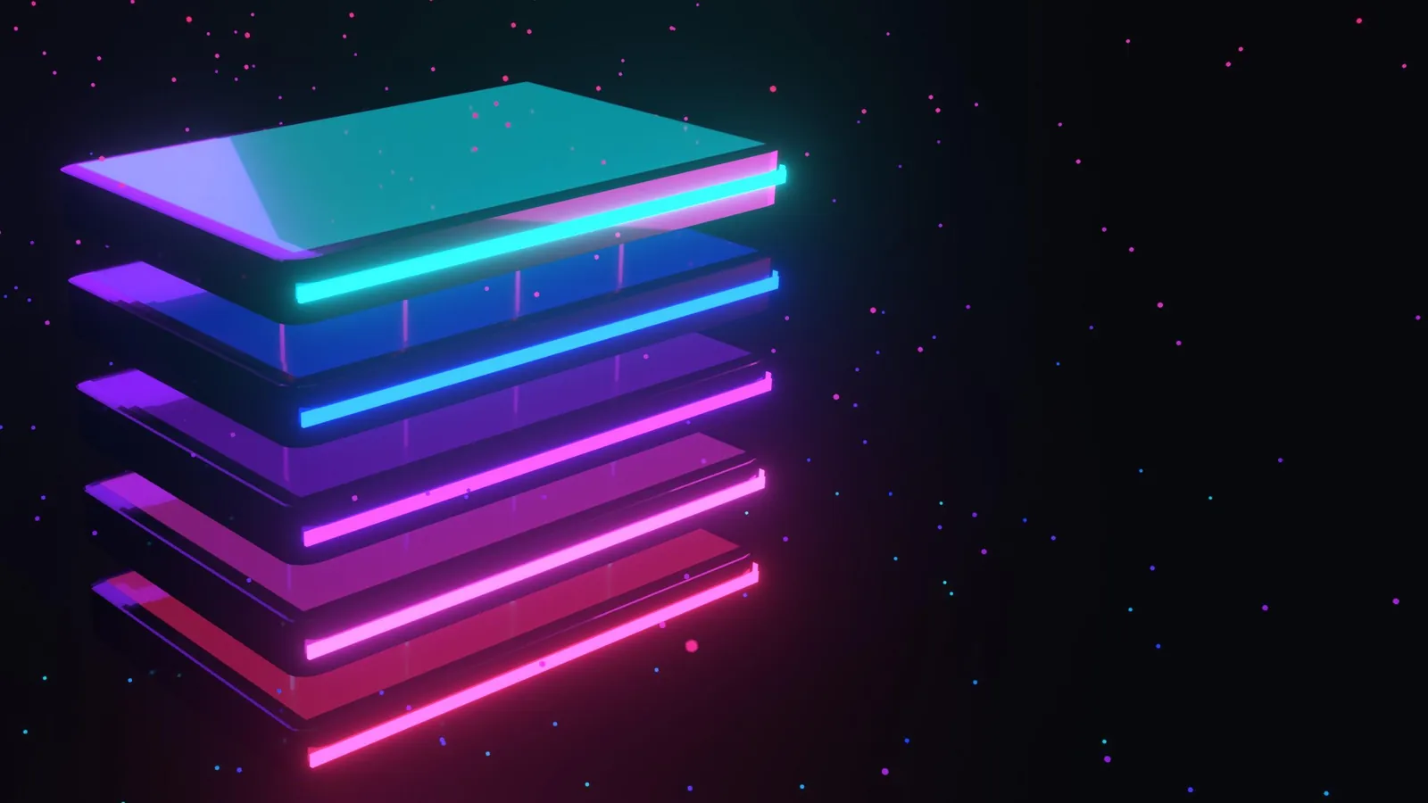 Five glowing layers stacked one above the other